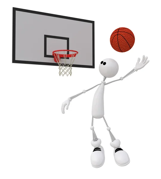 3D malý muž basketbalový hráč. — Stock fotografie