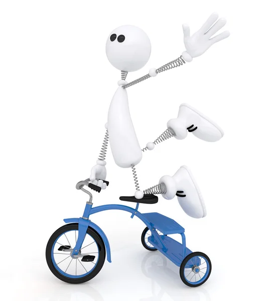 The 3D little man by bicycle. — Stock Photo, Image