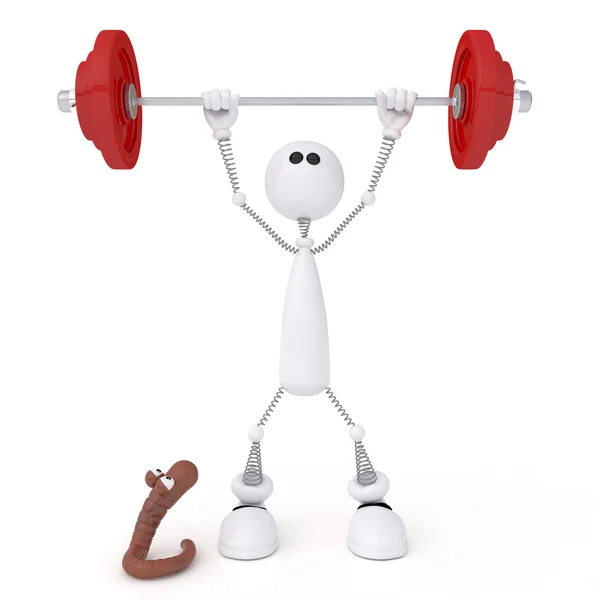 The 3D little man with a bar. — Stock Photo, Image