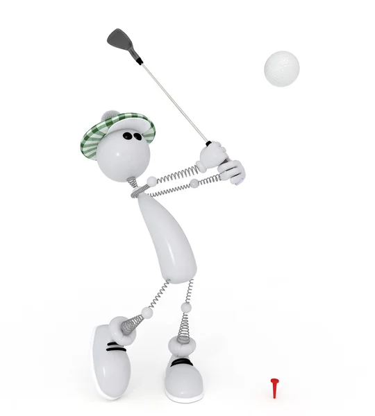 3 d の小さな男 golfist. — ストック写真