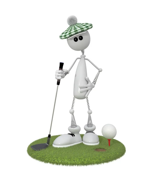 3D malý muž golfist. — Stock fotografie