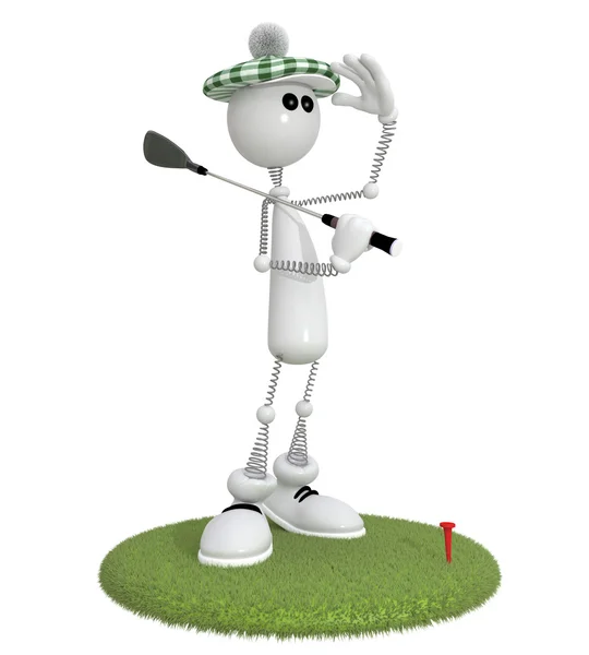 3d kleiner Mann golffaust. — Stockfoto