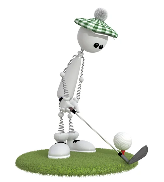 3d little man golfist. — Stock Photo, Image