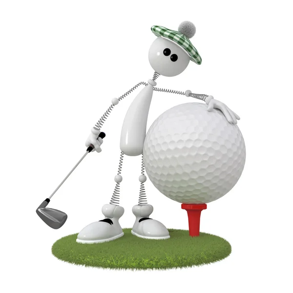 3d little man golfist. — Stock Photo, Image