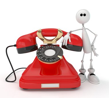telefon ile 3d küçük adam.