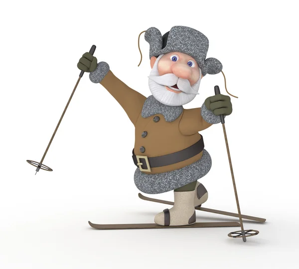 El abuelo en esquís . — Foto de Stock