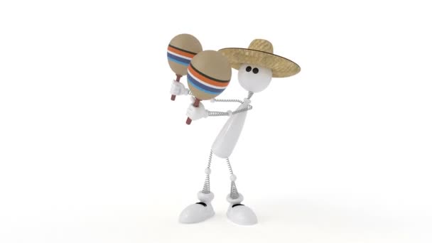 Le personnage 3D joue sur un maracas . — Video