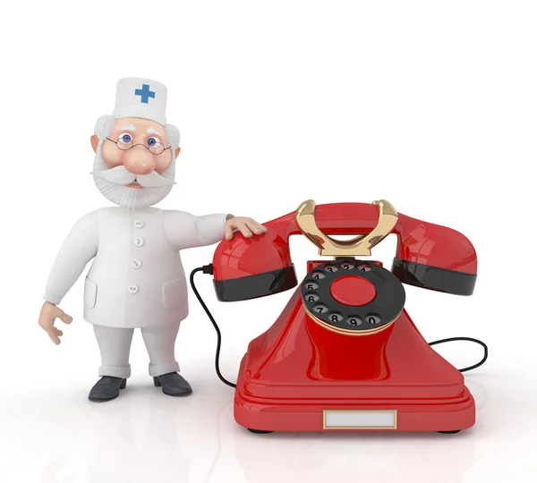 The 3D doctor with phone. — Stock Photo, Image