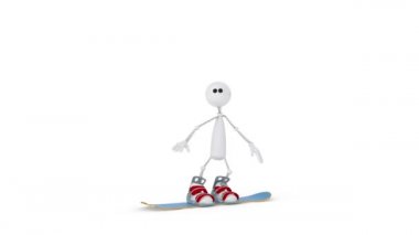 bir snowboard üzerinde 3d kişi.