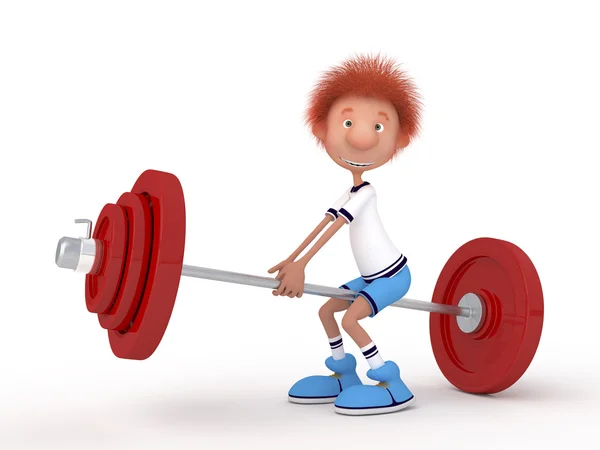 The 3D little boy with a bar — Stock Photo, Image
