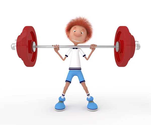 The 3D little boy with a bar — Stock Photo, Image