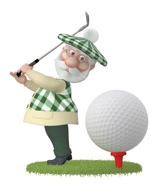 3d little man golfist. — Stock Photo, Image