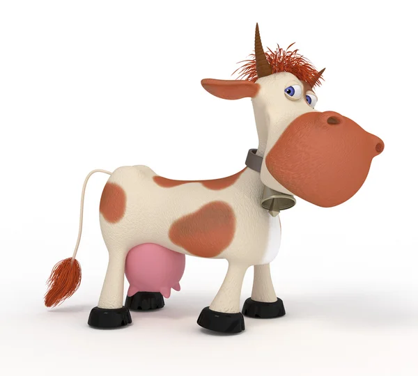 3D krowa na pastwisku. — Zdjęcie stockowe