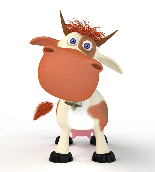 3d cow on a pasture. — Stock Photo, Image