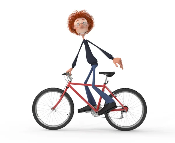 The 3D student by bicycle. — Stock Photo, Image