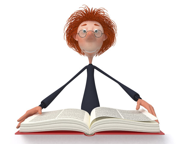 3D студент с книгой
.