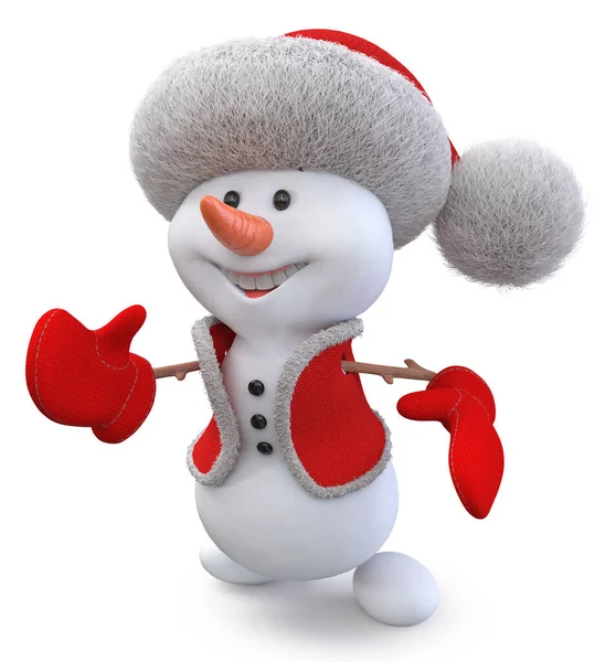 Illustration Bonhomme Neige Joyeux Dans Chapeau Père Noël Pour Amuser Image En Vente