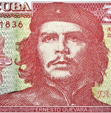 ayrıntı che guevara Küba'dan bir vintage 3 peso banknot üzerinde