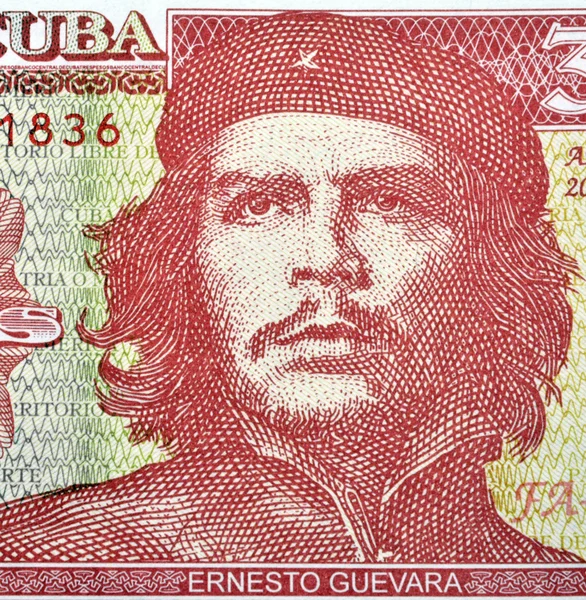 Detail of Che Guevara on a Vintage 3 Pesos banknote from Cuba — Stock Photo, Image