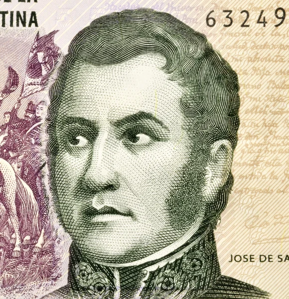 Jose de san martin auf 5 pesos 2003 banknote aus argentinien. — Stockfoto