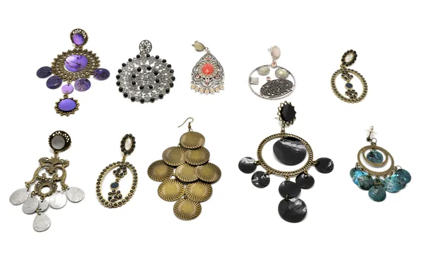 Collection of earrings women — Stock Photo, Image