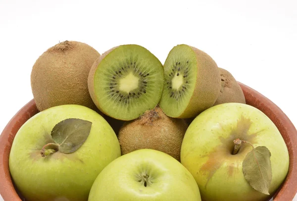 Green fruit: apples and kiwis — Stock Photo, Image