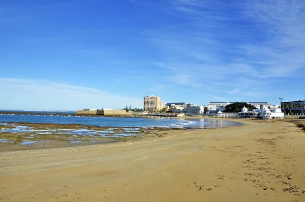 Landscape of the beach of La Caleta on the province of Cadiz on Spain — Stok fotoğraf