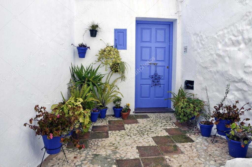 corner in a typical whitewashed village street, Frigiliana, Andalusia