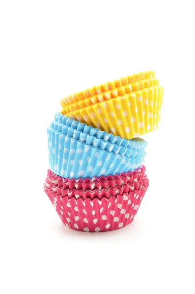 Stapel van kleurrijke cupcake gevallen — Stockfoto