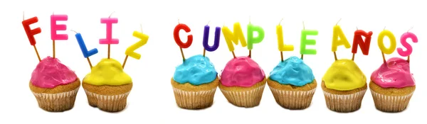 Mumlar mutlu yıllar İspanyolca ile cupcakes doğumgünü