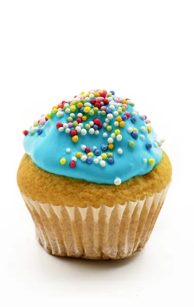 Cupcake with blue cream — Stock Photo, Image