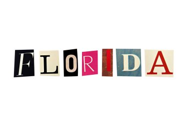 Florida word dergi harfler beyaz zemin üzerine kurdu