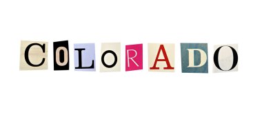 beyaz zemin üzerinde dergi harfleri ile Colorado word kurdu