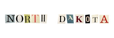 Kuzey dakota word dergi harfler beyaz zemin üzerine kurdu