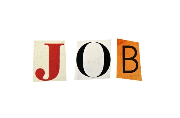 Job word formed with magazine letters on a white background — Stock Photo, Image