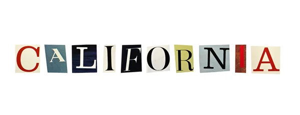 California mot formé avec des lettres de magazine sur un fond blanc — Photo