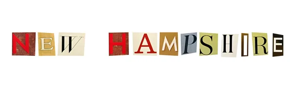 New Hampshire word formed with magazine letters on a white background — Stock Photo, Image