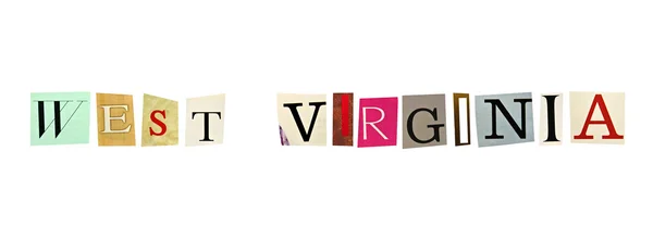 West Virginia word formed with magazine letters on a white background — Stock Photo, Image