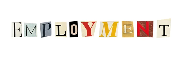Employment word formed with magazine letters on a white background — Stock Photo, Image