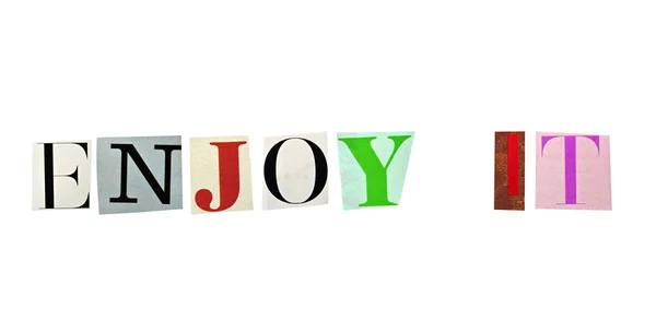 Enjoy It word formed with magazine letters on a white background — Stock Photo, Image