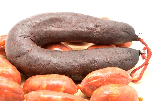 Wurst und Blutwurst (chorizo y morcilla) — Stockfoto