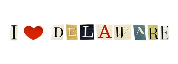 I Love Delaware formed with magazine letters on a white background — Stock Photo, Image