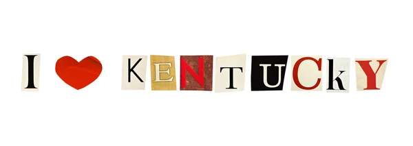 I Love Kentucky formed with magazine letters on a white background — Stock Photo, Image