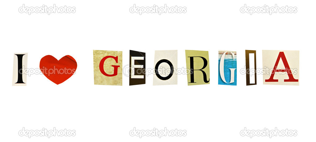 I Love Georgia formed with magazine letters on a white background