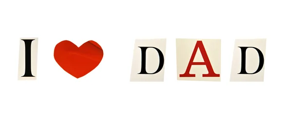 I Love Dad formed with magazine letters on a white background — Stock Photo, Image