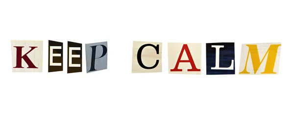 Keep Calm formed with magazine letters on a white background — Stock Photo, Image