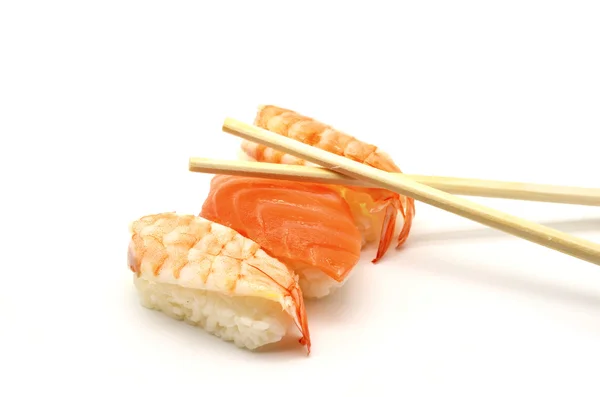 Sushi - ama tigrisrák nigiri és a lazac — Stock Fotó