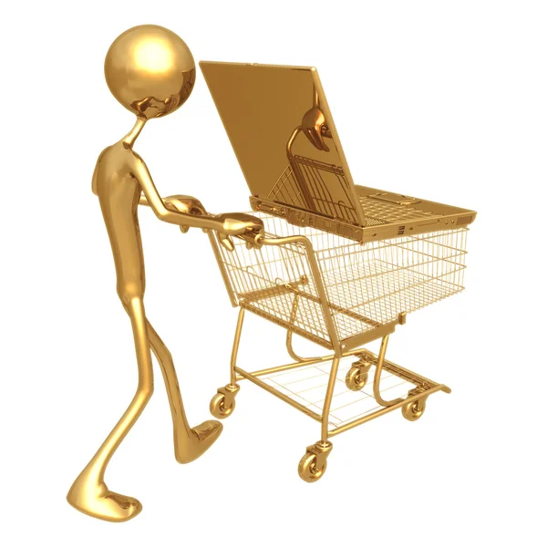 Shopping Cart Laptop — Stockfoto