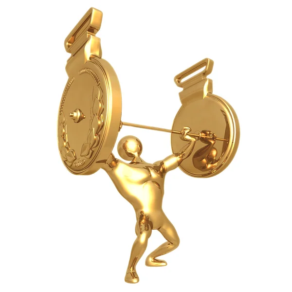 Золотые медали по поднятию веса — стоковое фото