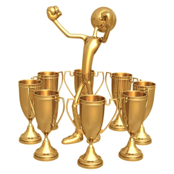 Multiple Trophy Winner Thumbs Up — Stock Photo, Image